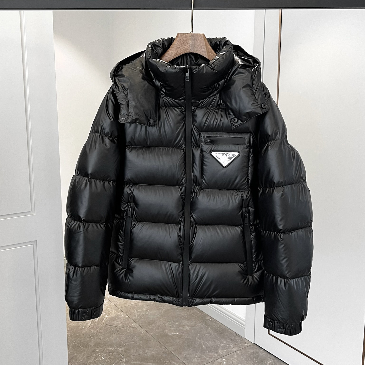 NIGO Prada Men's Autumn and Winter Solid Color Detachable Hood Zipper Long Sleeve Down Jacket #nigo74319