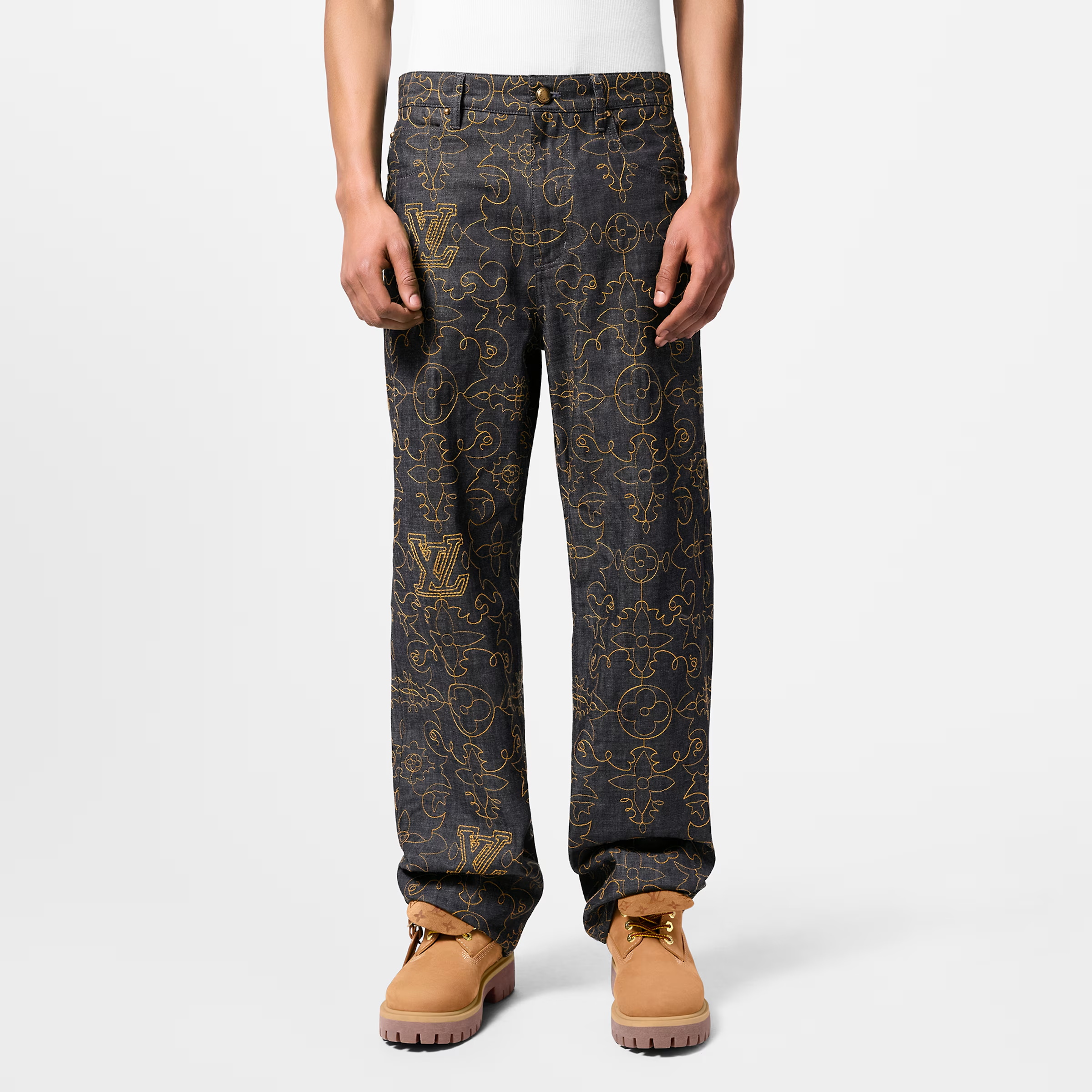 NIGO Louis Vuitton Men's Spring and Autumn Logo Letter Embroidery Zipper Insert Pocket Jeans Pants #nigo74334