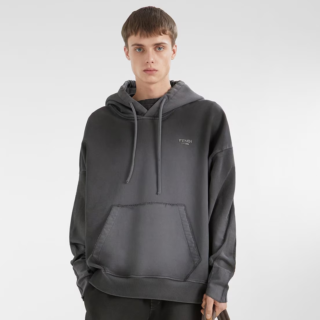 NIGO Fendi Men's Spring and Autumn Black Washed Gradient Effect Letter Logo Long Sleeve Hooded Sweatshirt #nigo74326