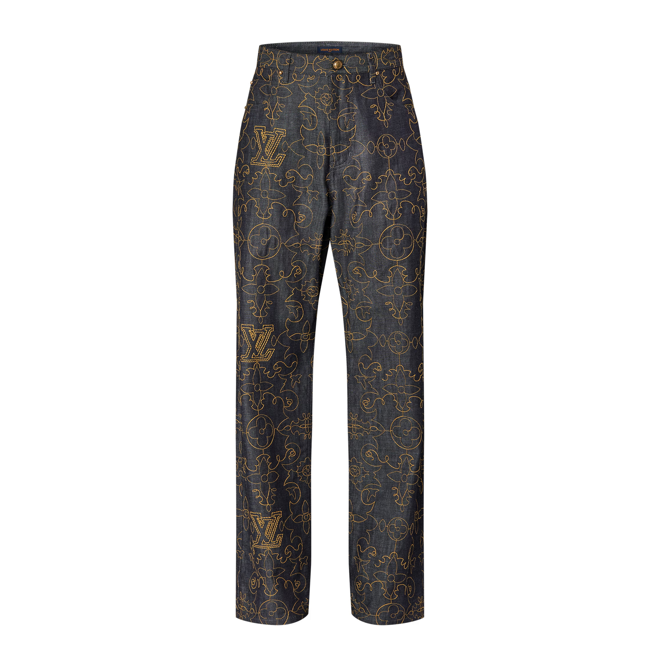 NIGO Louis Vuitton Men's Spring and Autumn Logo Letter Embroidery Zipper Insert Pocket Jeans Pants #nigo74334