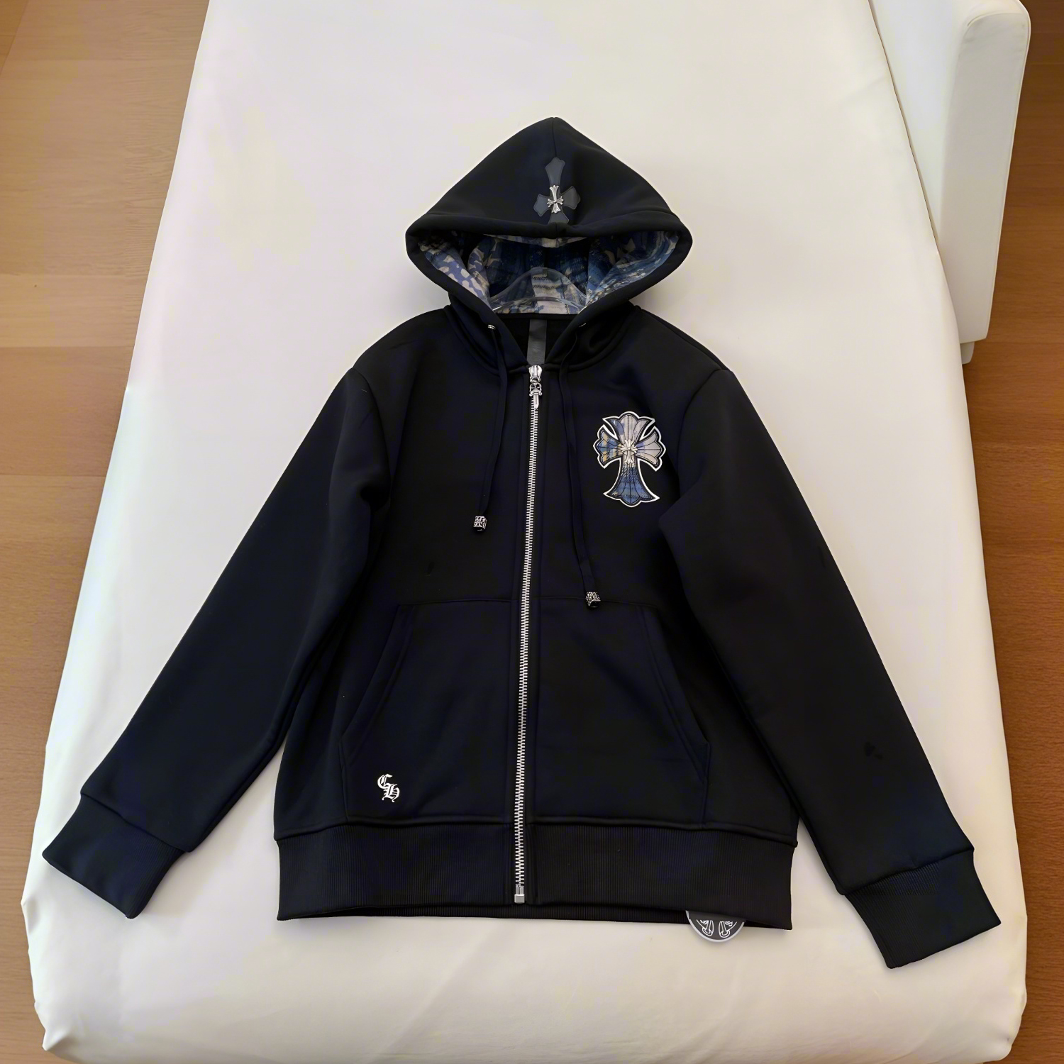 NIGO Chrome Hearts Men's Spring and Fall Black Logo Printed Zipper Long Sleeve Hooded Jacket #nigo74331