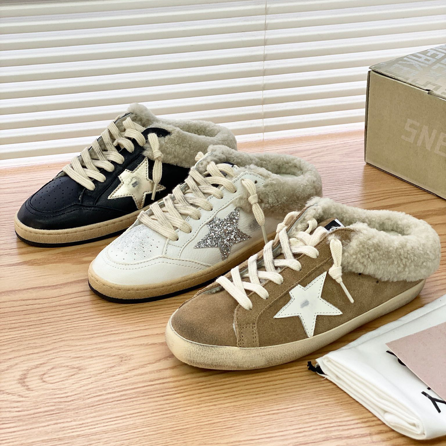 NIGO Golden Goose Women's Autumn and Winter Lamb Wool Suede Leather Baotou Slippers Mule Shoes #nigo74341