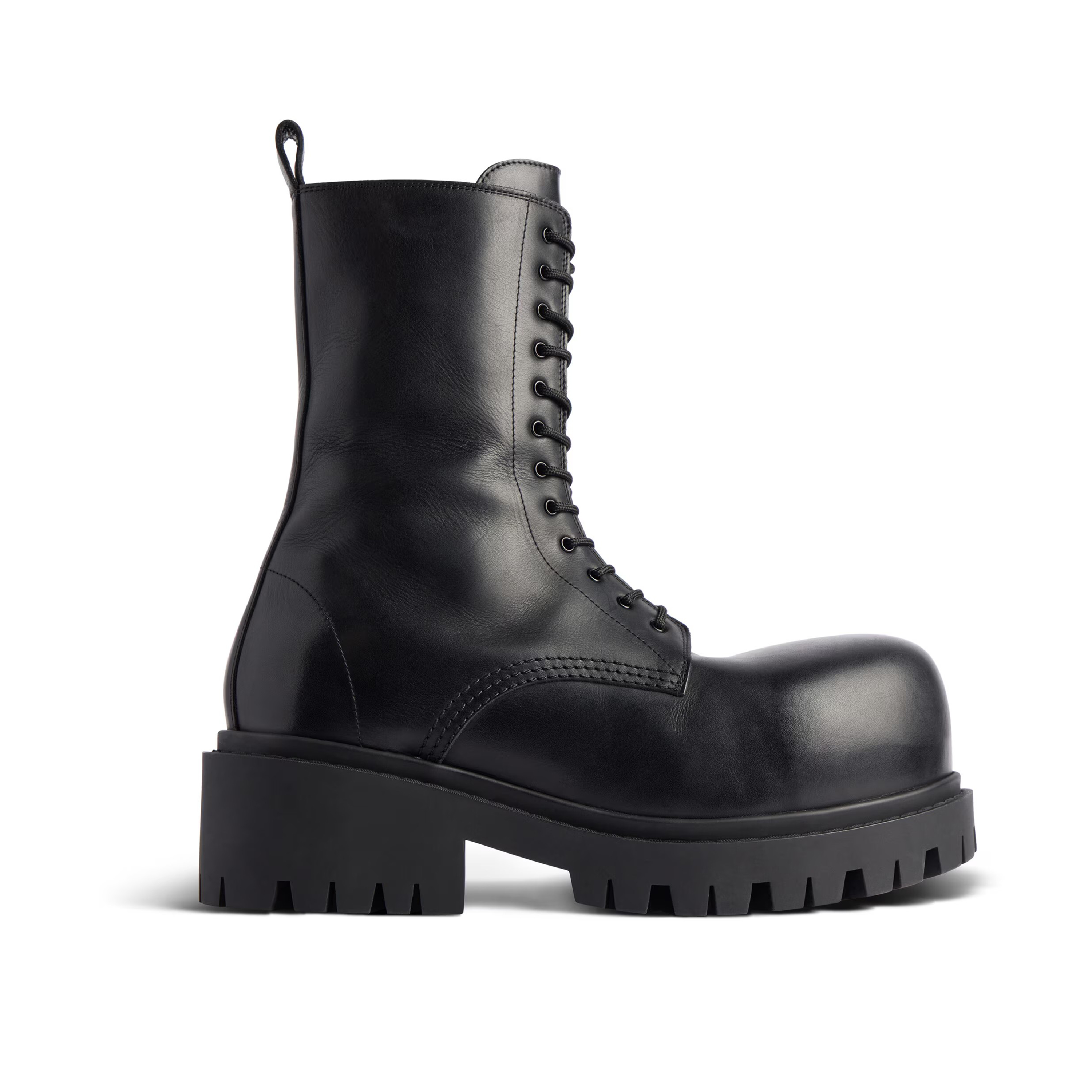 NIGO Balenciaga Men's Fall Winter Black Stomper Leather Boots Zipper Round Toe Casual Shoes Ngvp #nigo9646