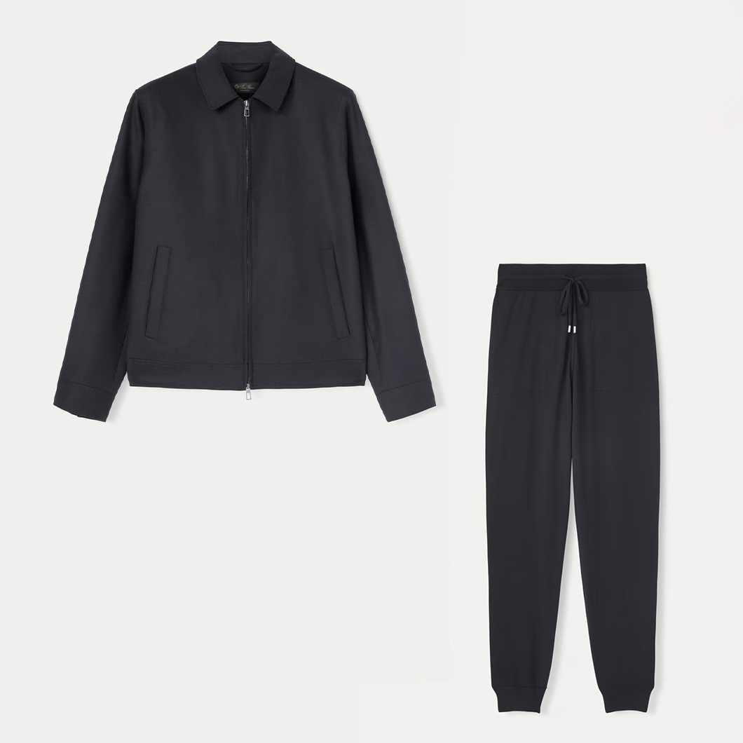 NIGO Loro Piana Men's The Gift of Kings® Blackrock Bomber Coat Long Sleeve Zipper Lapel Jacket Casual Solid Pants Set Ngvp #nigo9645