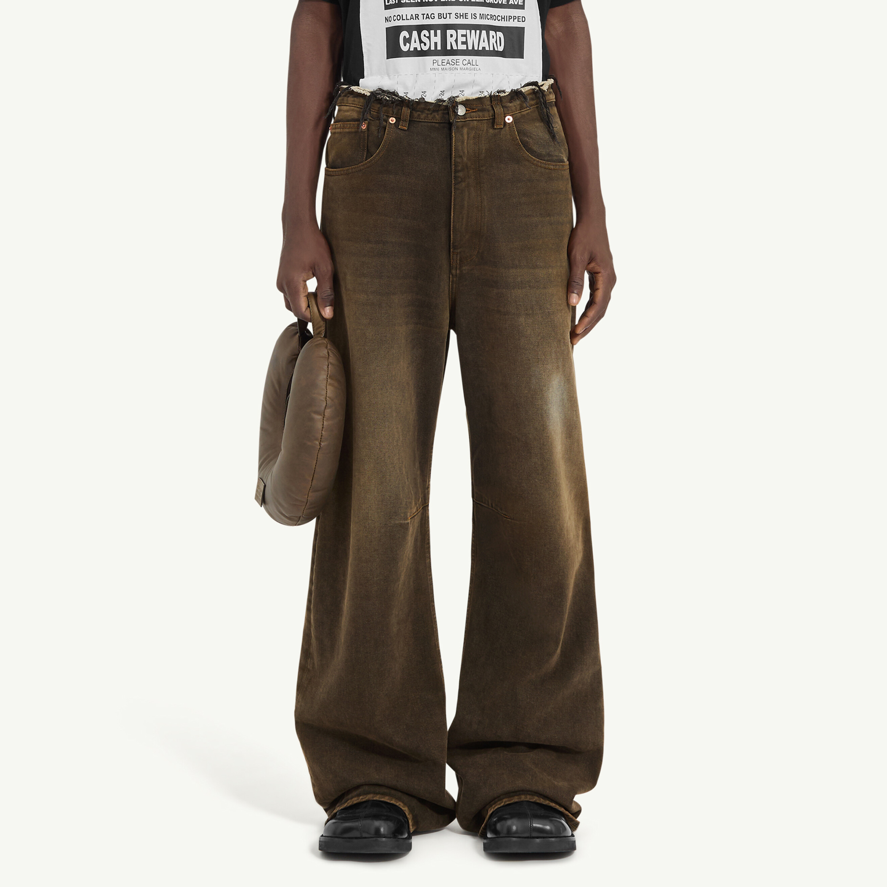 NIGO Maison Margiela Men's Four Seasons Mid Waist Raw Edge Wide Leg Trouser Solid Color Cotton Loose Denim Pants Ngvp #nigo9648