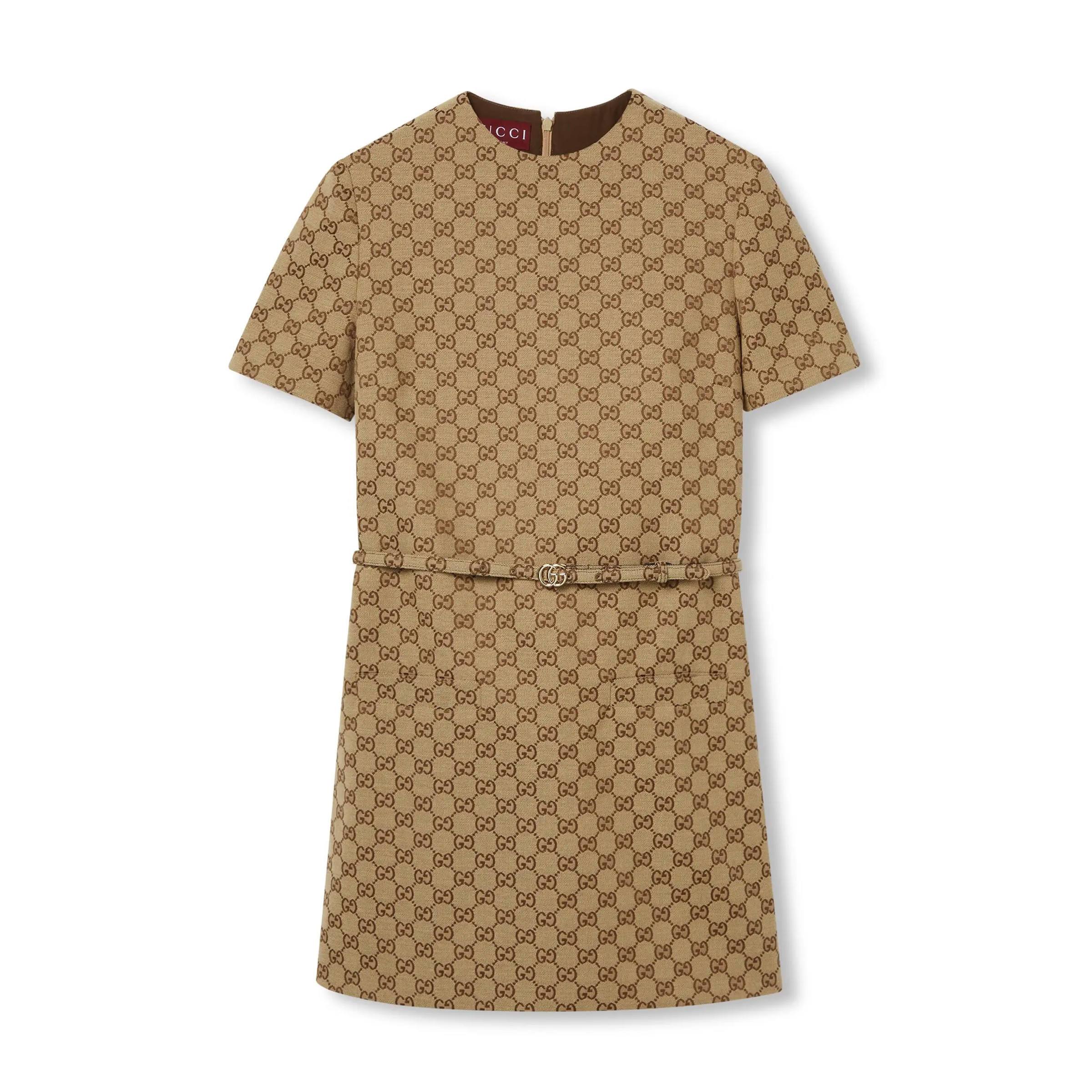 NIGO Gucci Women's Summer GG Jacquard Round Neck Canvas Short Sleeve Solid Color Fitted Dresses #nigo71756