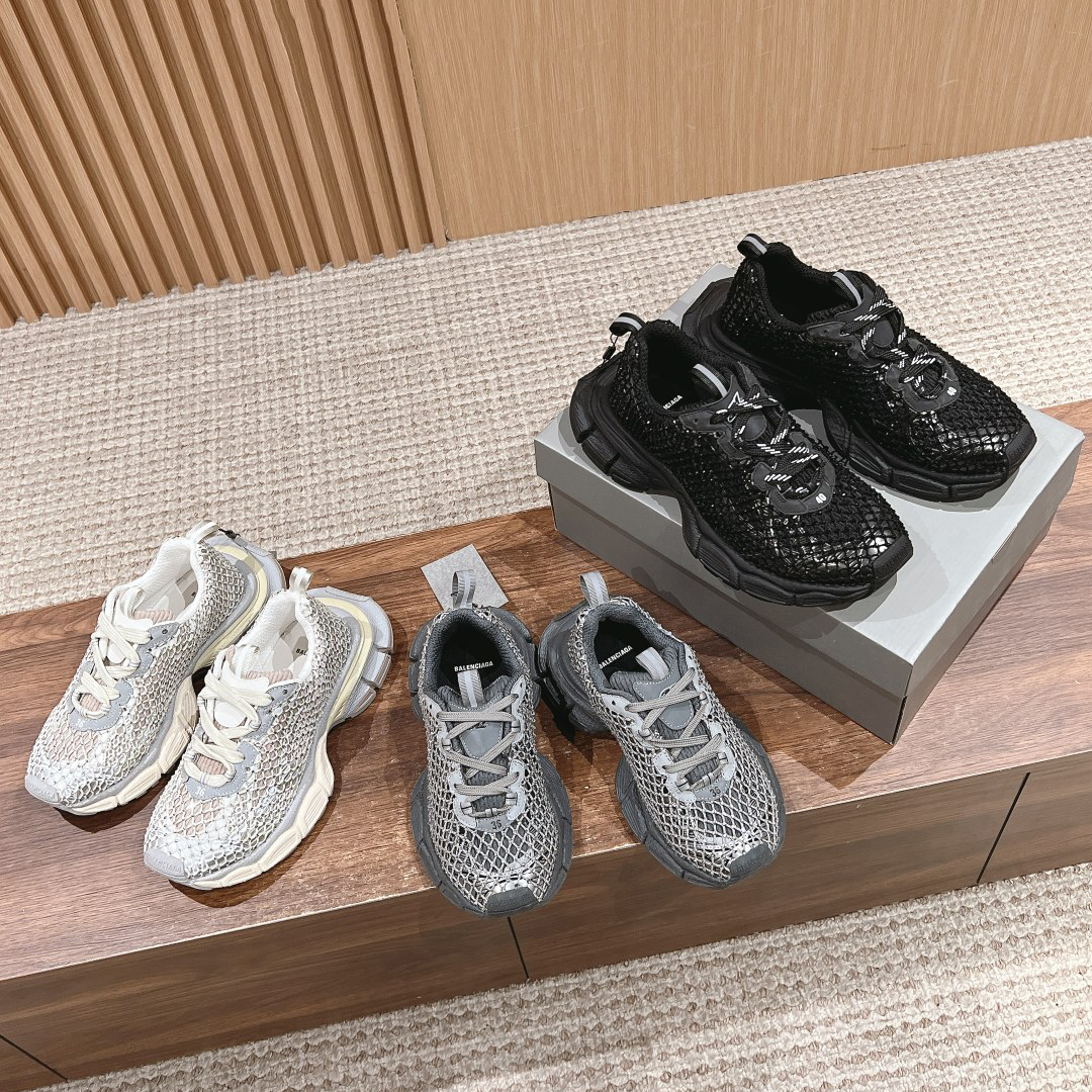 NIGO Balenciaga Men's And Women's Solid Color Mesh Diamond Encrusted Low Top Lace Up Thick Soled Pops Sneakers Shoes #nigo74346