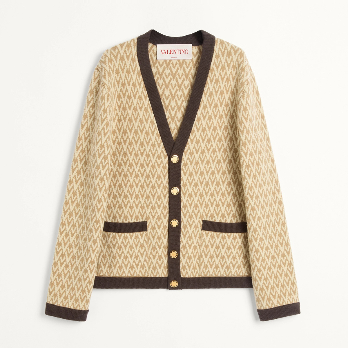 NIGO Valentino Spring Women's Monogrammed Knit V-Neck Single Breasted Long Sleeve Cardigan Jacket #nigo74351