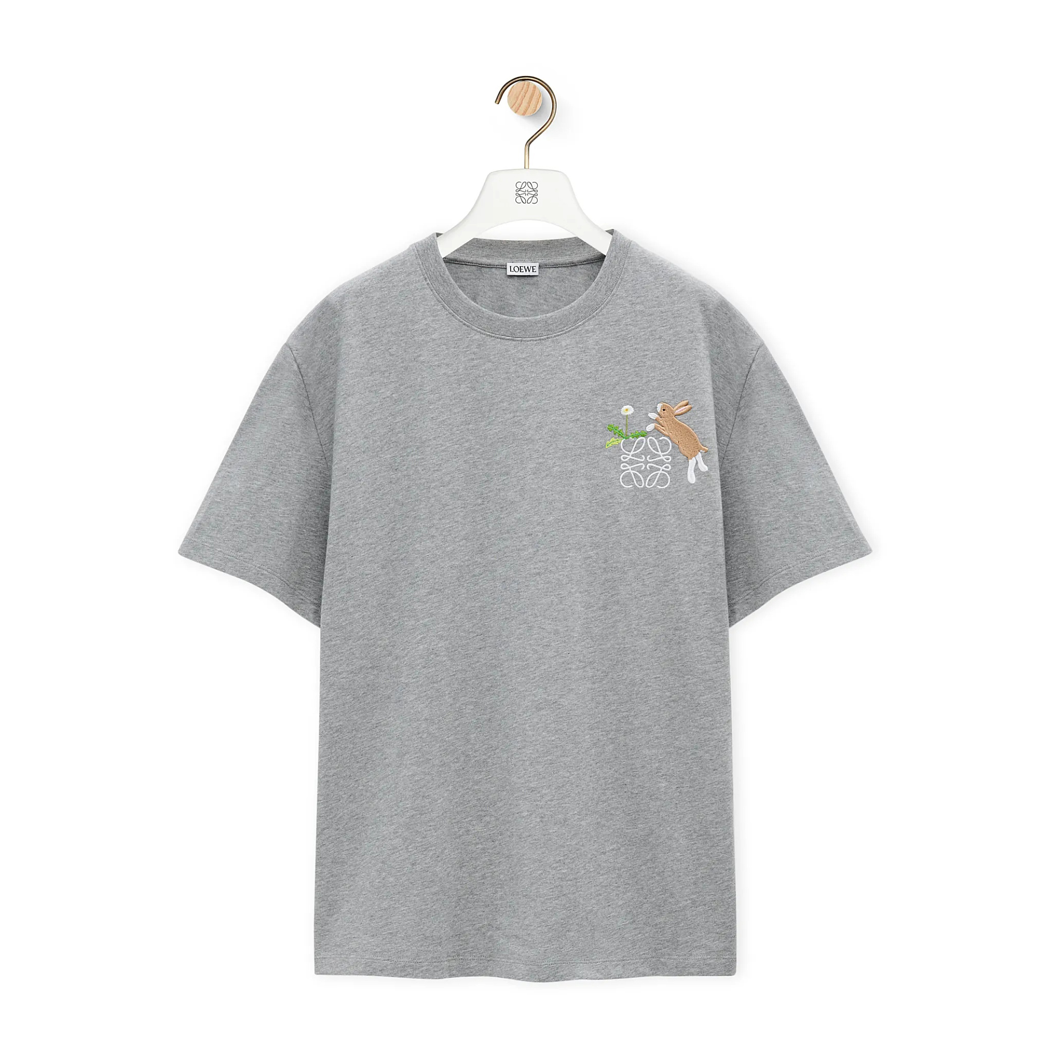 NIGO Loewe X Suna Fujita Men's And Women's Summer Solid Color Round Neck Bunny Pattern Embroidery Loose Short Sleeve T-shirt #nigo74342