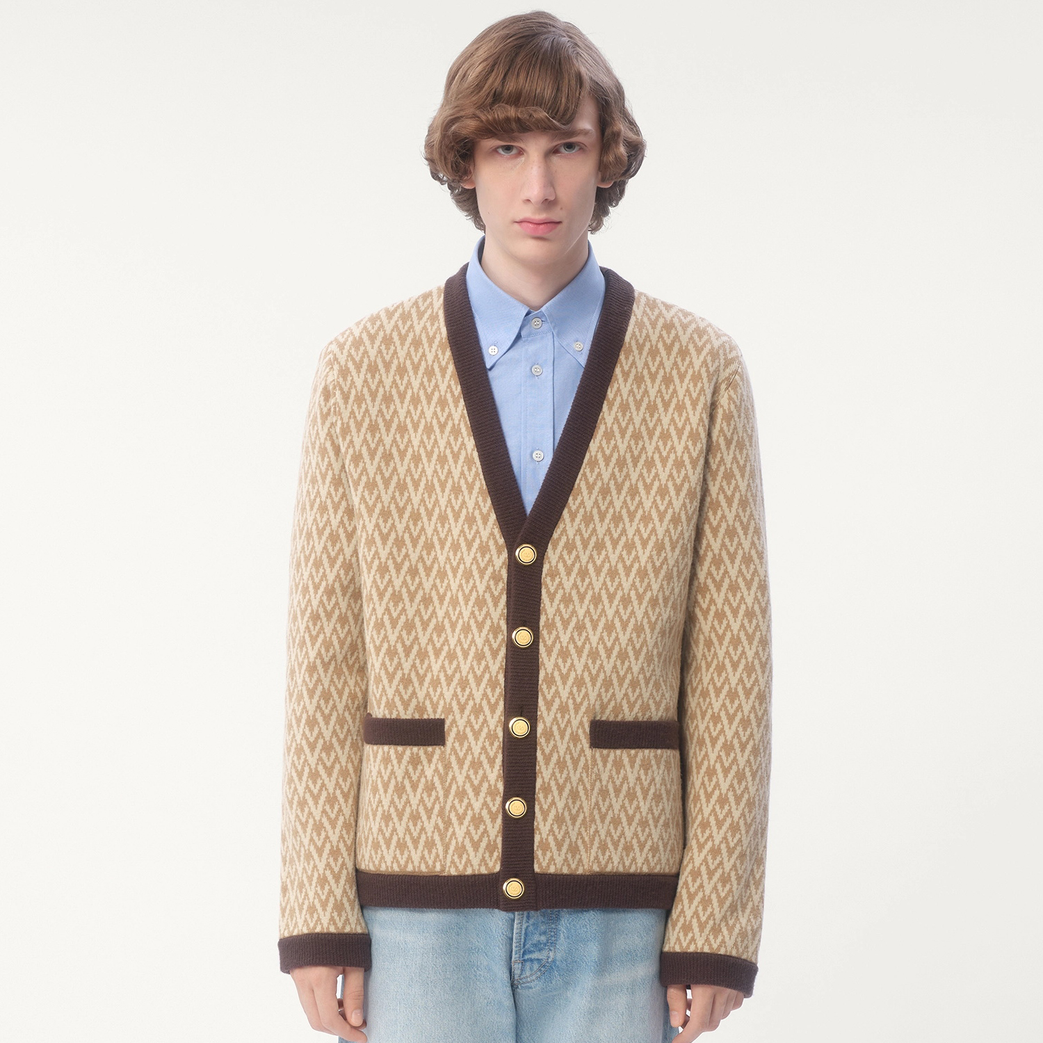 NIGO Valentino Spring Women's Monogrammed Knit V-Neck Single Breasted Long Sleeve Cardigan Jacket #nigo74351