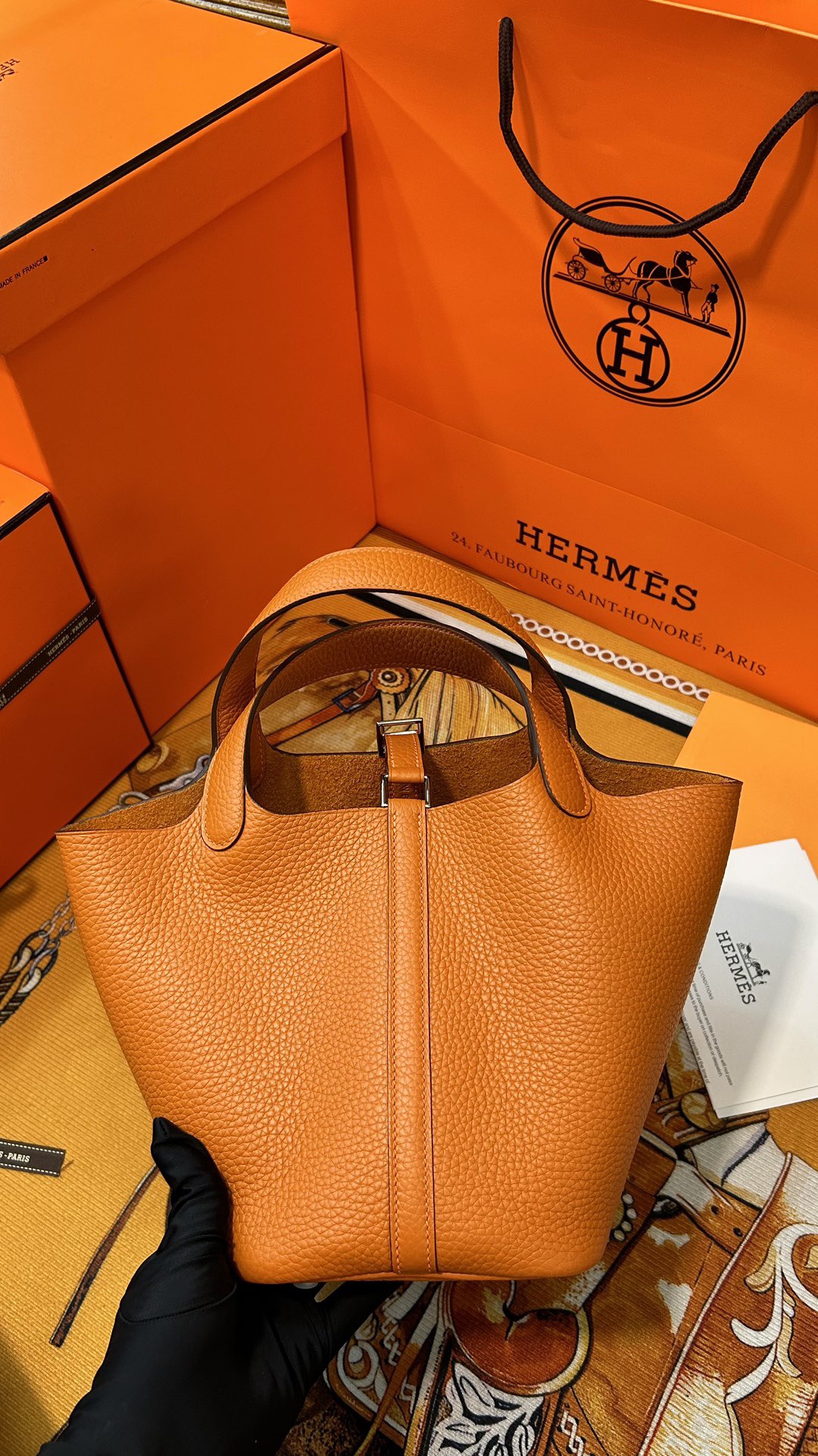 NIGO Hermes Picotin Cargo 18 Women's Bag Canvas Patchwork Leather Vegetable Basket Patchwork Leather Handbag Bags #nigo74366
