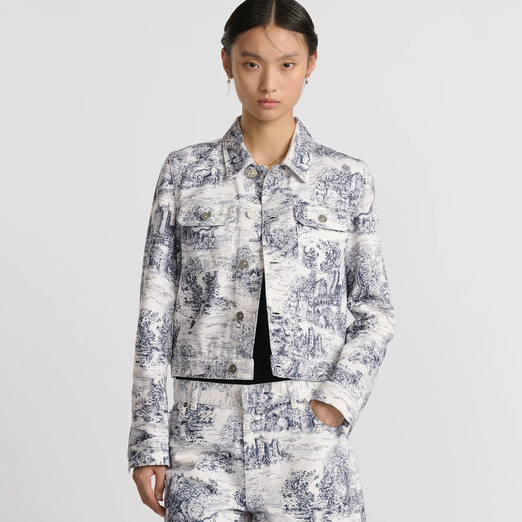 NIGO Dior Women's Spring and Autumn Botanical Floral Pattern Cotton Single Breasted Denim Long Sleeve Jacket #nigo74357