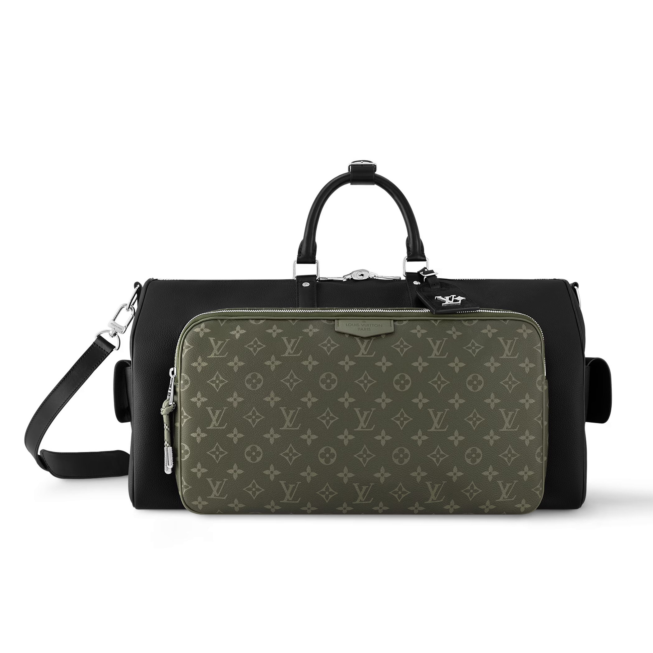 NIGO Louis Vuitton Keepall Bandoulière 50 Men's Colorblocking Removable Adjustable Shoulder Strap Zipper Closure Cowhide Patchwork Alphabet Print Coated Canvas Shoulder Crossbody Tote Travel Bag Bags #nigo74388