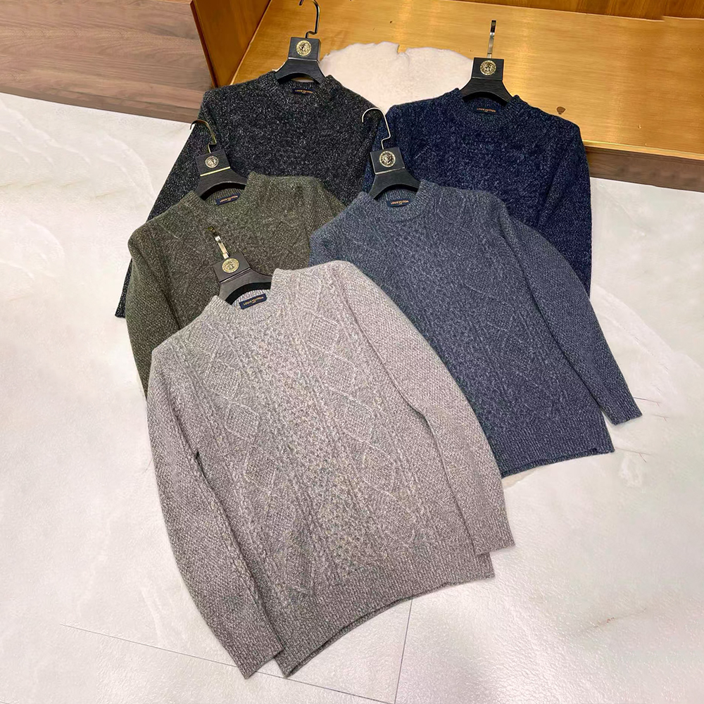 NIGO Louis Vuitton Men's Autumn And Winter Cashmere Round Neck Fit Solid Color Long Sleeve Sweater Ngvp #nigo9655