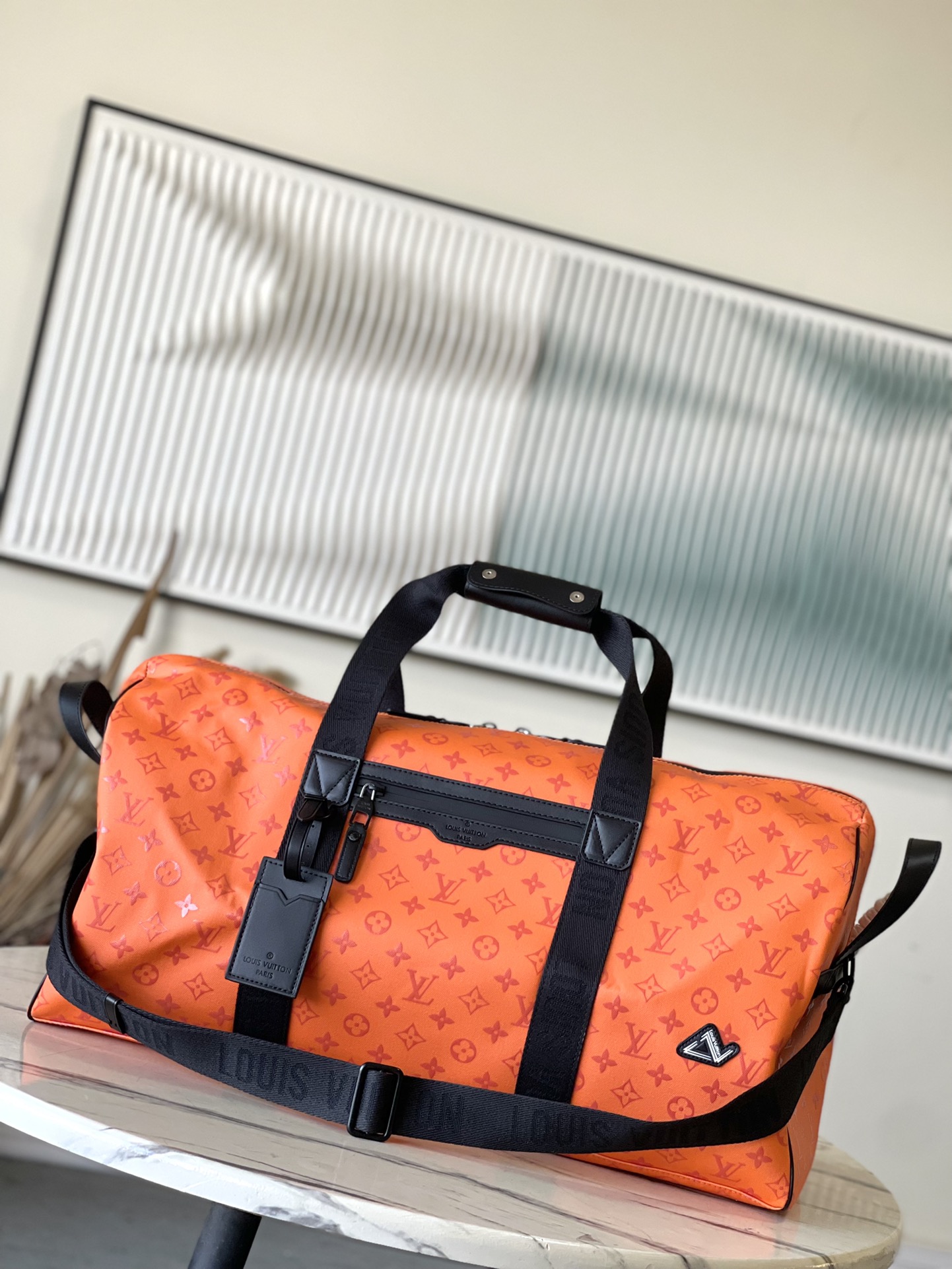 NIGO Louis Vuitton Keepall Sport Men's Orange Letter Logo Zipper Closure Coated Canvas Shoulder Crossbody Tote Travel Bag Bags #nigo74386