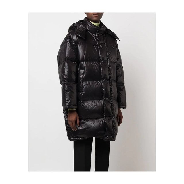 NIGO Prada Men's And Women's Autumn And Winter Solid Color Quilted Fluffy Medium Length Hooded Puffer Down Jacket #nigo74389