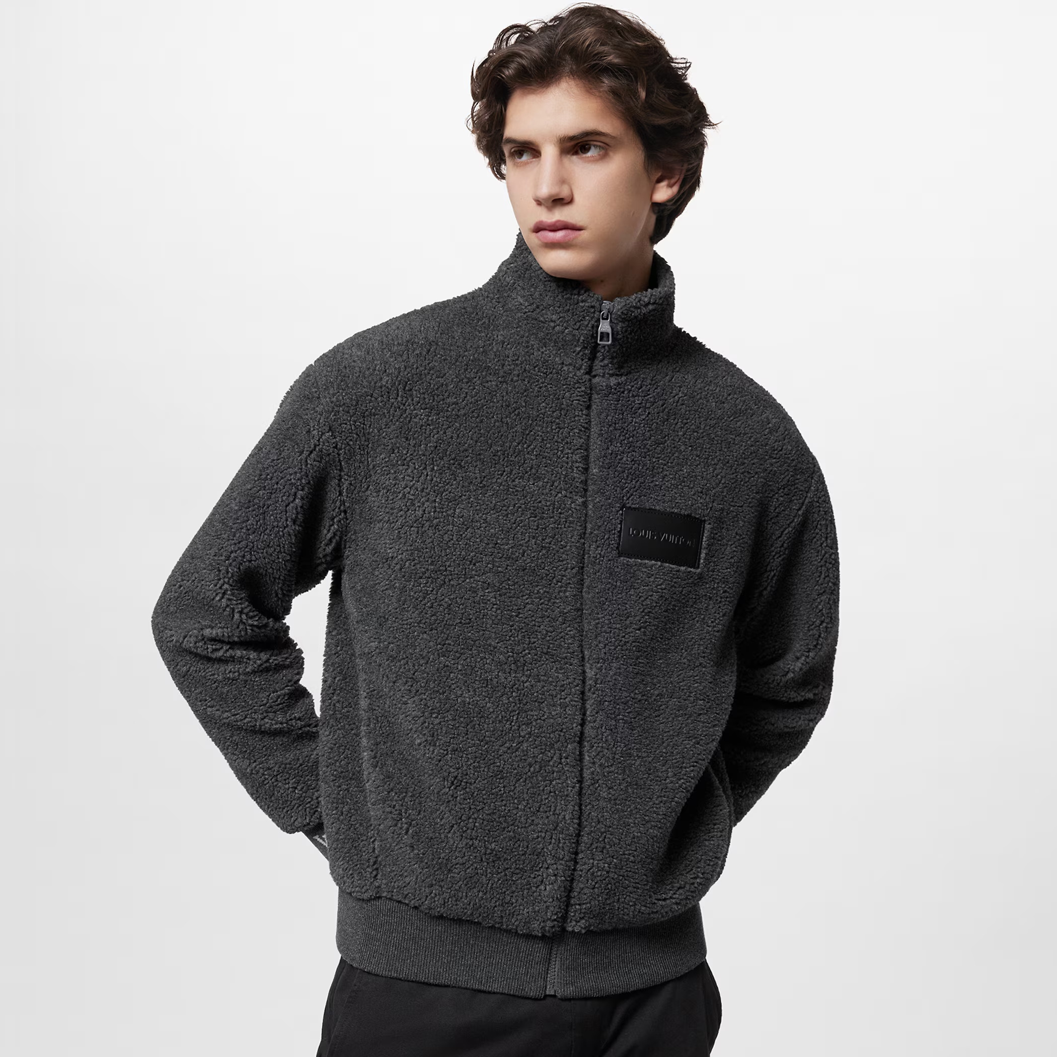 NIGO Louis Vuitton Men's Fall And Winter Logo Letters Jacquard Pattern Fleece Casual Zipper Long Sleeved Jacket #nigo74384