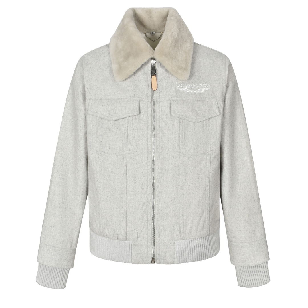 NIGO Louis Vuitton Men's Autumn and Winter Solid Color Wool Lapel Zipper Long Sleeve Jacket #nigo74399