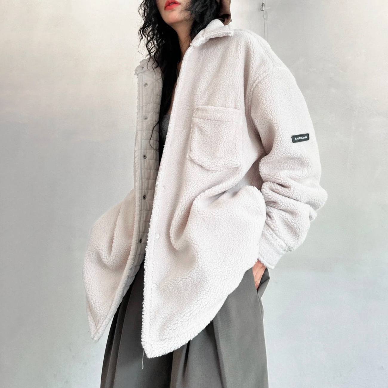 NIGO Balenciaga Men's And Women's Autumn And Winter Solid Color Lapel Single Breasted Lamb Wool Fabric Long Sleeved Jacket #nigo74395