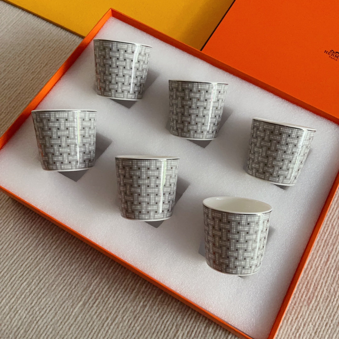 NIGO Hermes Classic Fashion 24 Gold Mosaic Series Light Luxury Style Bone China Coffee Cup Accessories #nigo74397