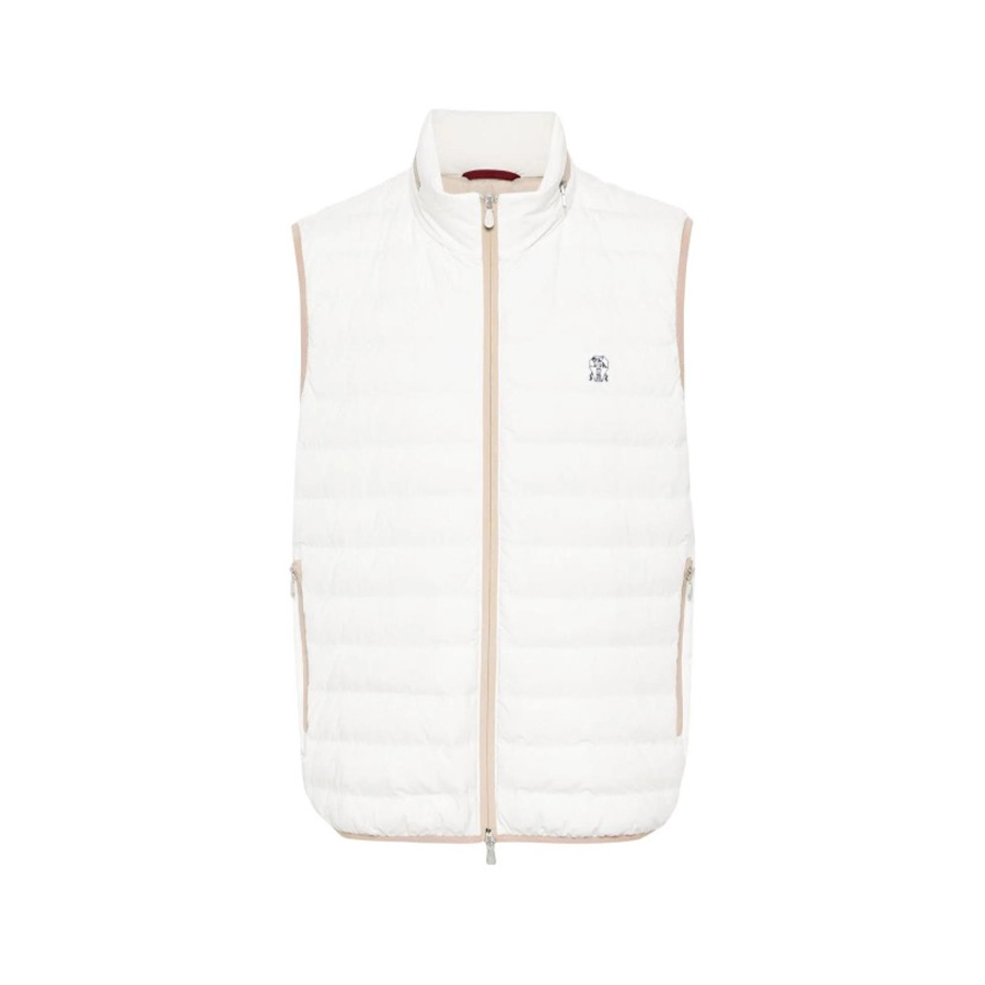 NIGO Brunello Cucinelli Men's Logo Embroidered High Neck Zipper Solid Color Fitted Straight Sleeveless Down Vest Ngvp #nigo9665