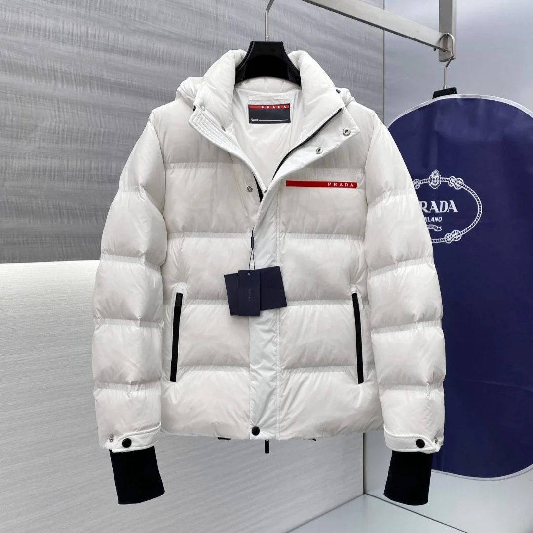 NIGO Prada Men's Autumn and Winter Solid Color Nylon Surface Waterproof Hooded Ski Zipper Long Sleeve Puffer Down Jacket #nigo74441