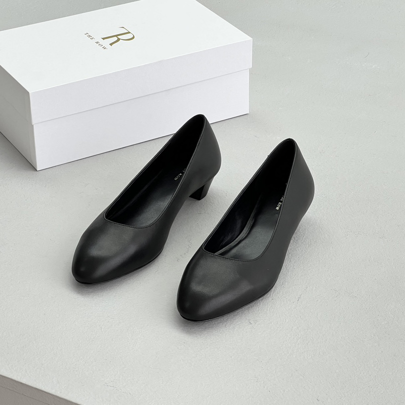 NIGO THE ROW Women's Spring and Summer Solid Color Pointed Toe Leather High Heels Shoes #nigo74443