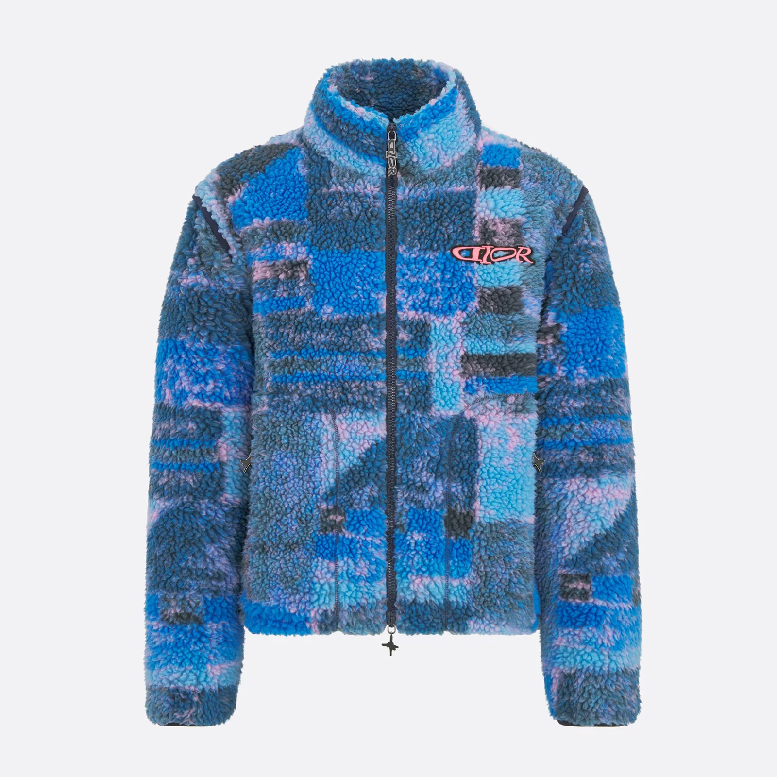 Nigo Dior Men's Autumn and Winter Standing Collar Colorblocking Embroidered Letter Zipper Detachable Long Sleeve Fleece Sense Jacket #nigo74432