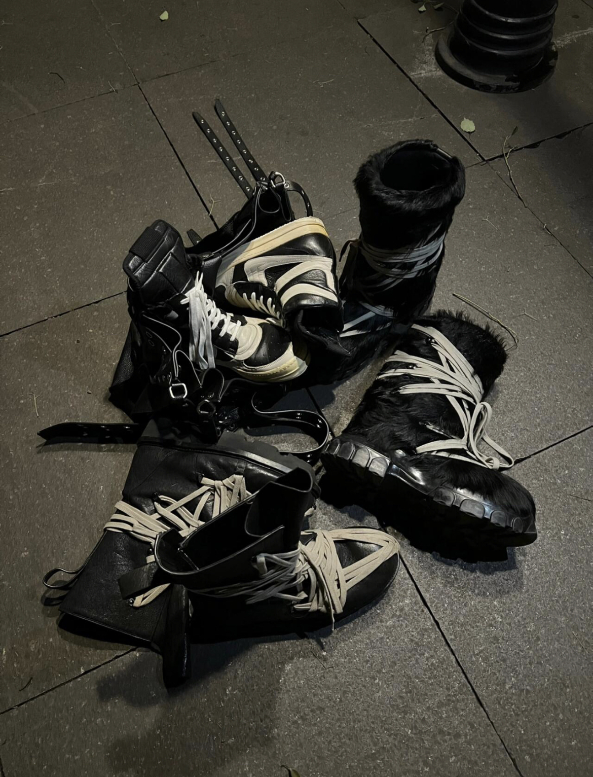 NIGO Rick Owens Men's And Women's Models Fall And Winter Crazy Straps Thick Bottom Horse Hair Tall Snow Boots Shoes #nigo74442