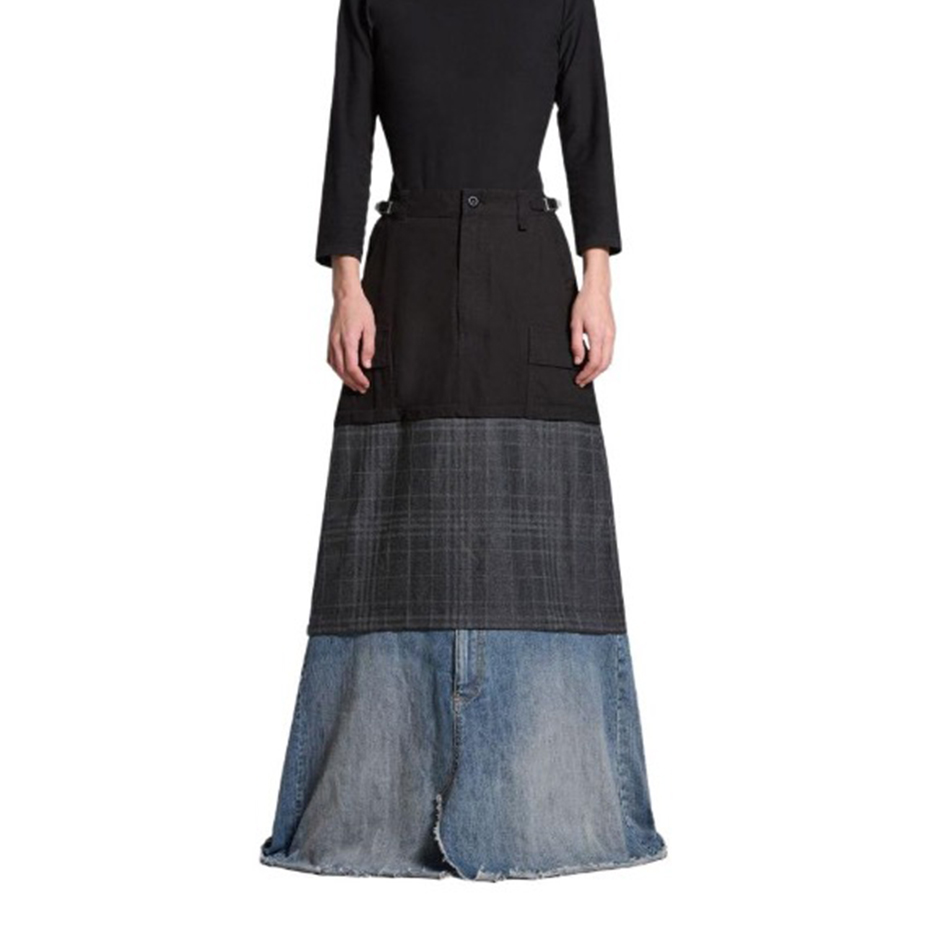 NIGO Balenciaga Women's Spring And Autumn GRAYSCALE CAMO Printed Cotton High Waist Raw Edge Effect High Street Do Old Casual Loose Splicing Half-body Skirt Ngvp #nigo9668