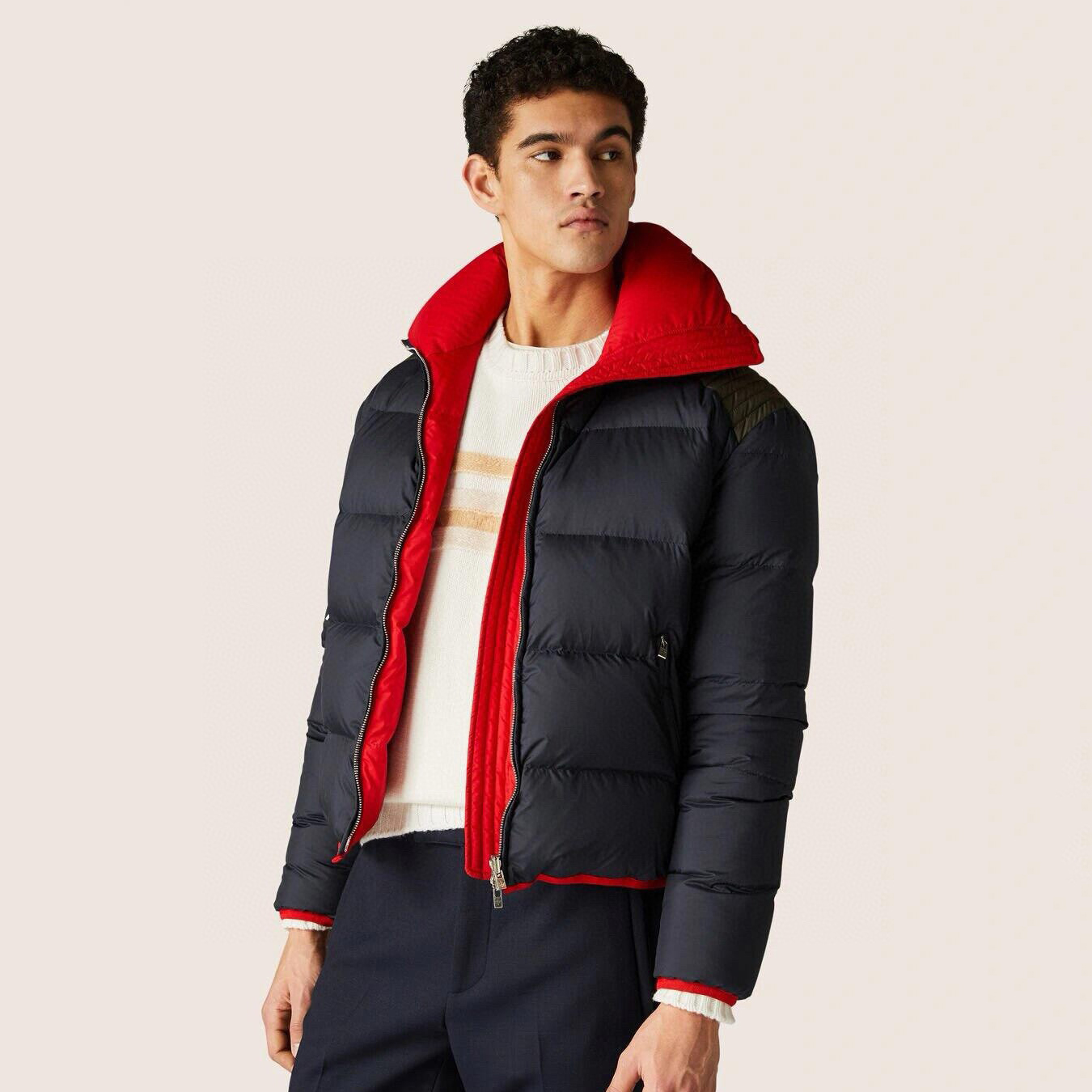NIGO Loro Piana Men's Fall and Winter Colorblocking Lapel Reversible Zipper Long Sleeve Puffer Down Jacket #nigo74426