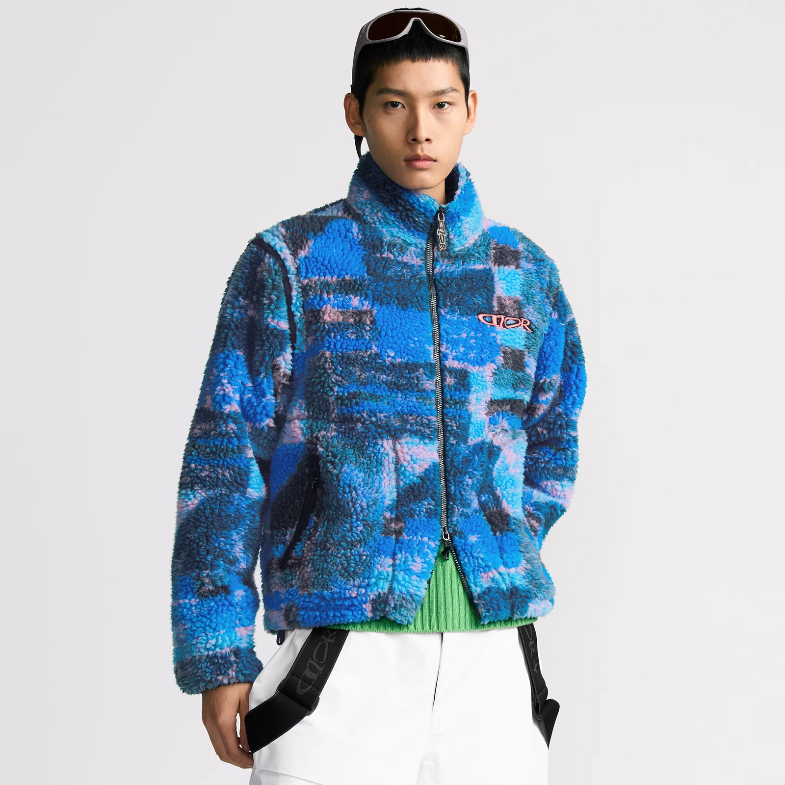 Nigo Dior Men's Autumn and Winter Standing Collar Colorblocking Embroidered Letter Zipper Detachable Long Sleeve Fleece Sense Jacket #nigo74432