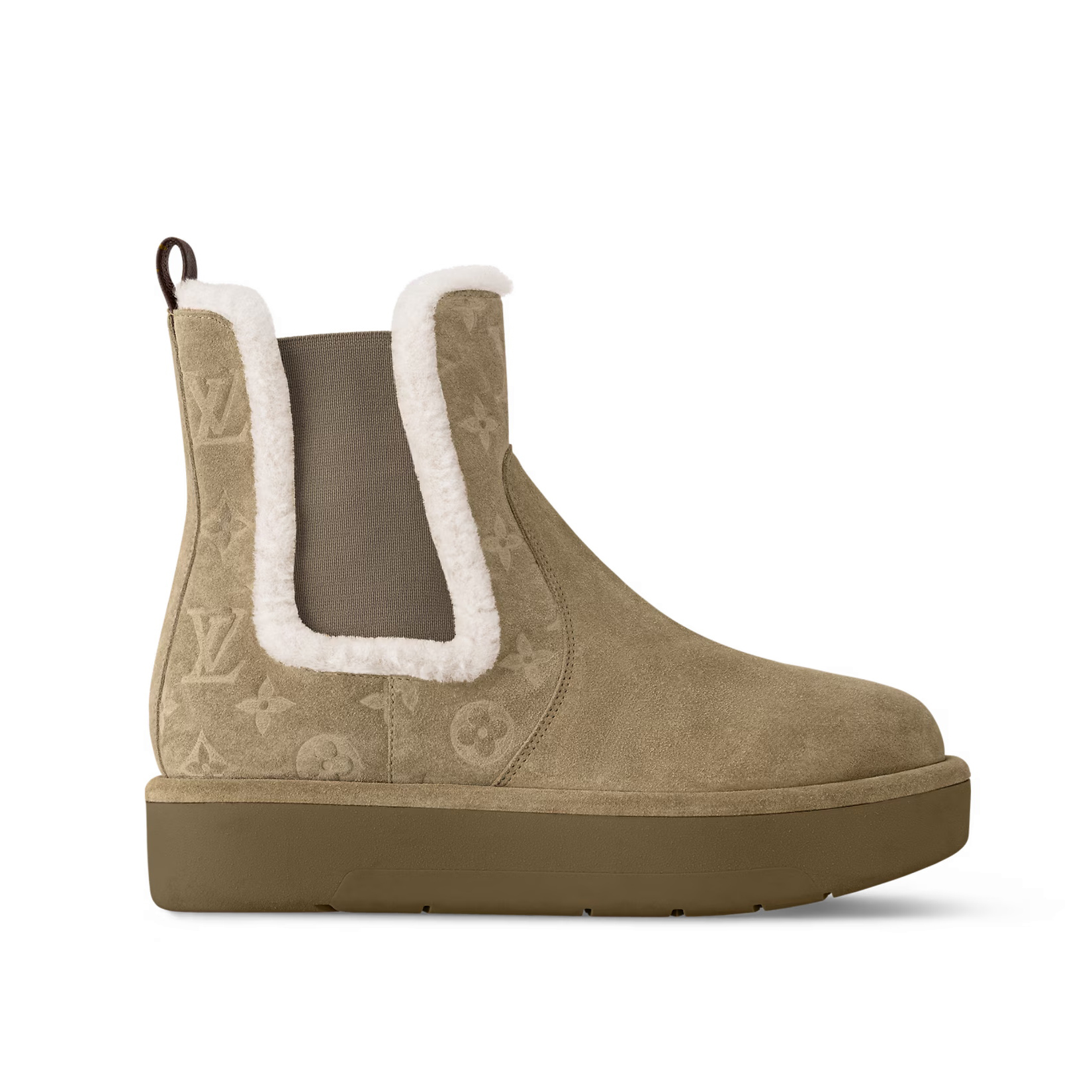 NIGO Louis Vuitton Women's Solid Embossed Printed Calfskin Round Toe Pull-On Chelsea Boots Shoes #nigo74462