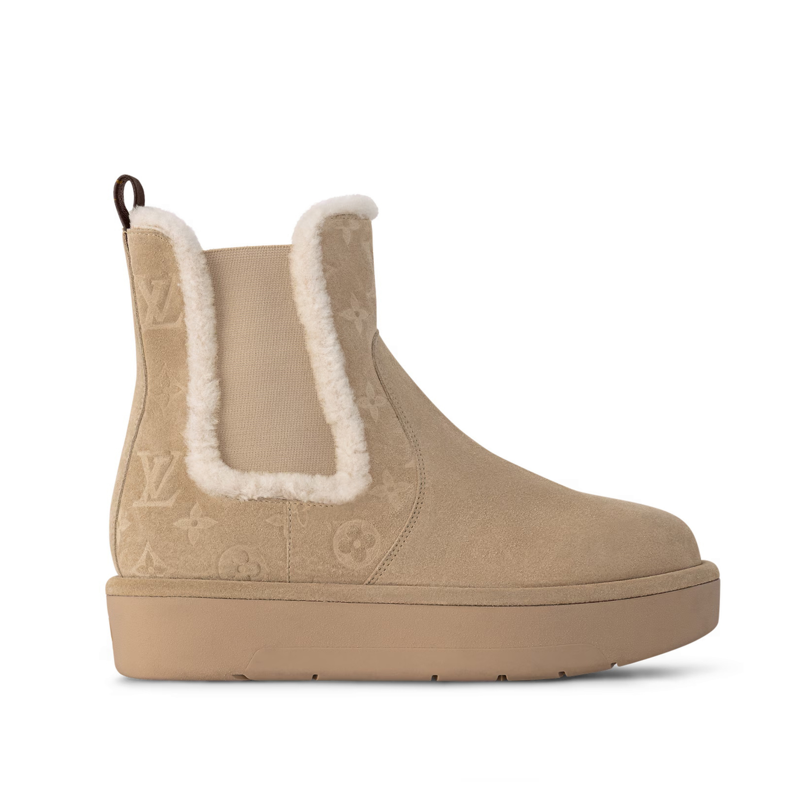 NIGO Louis Vuitton Women's Solid Embossed Printed Calfskin Round Toe Pull-On Chelsea Boots Shoes #nigo74462