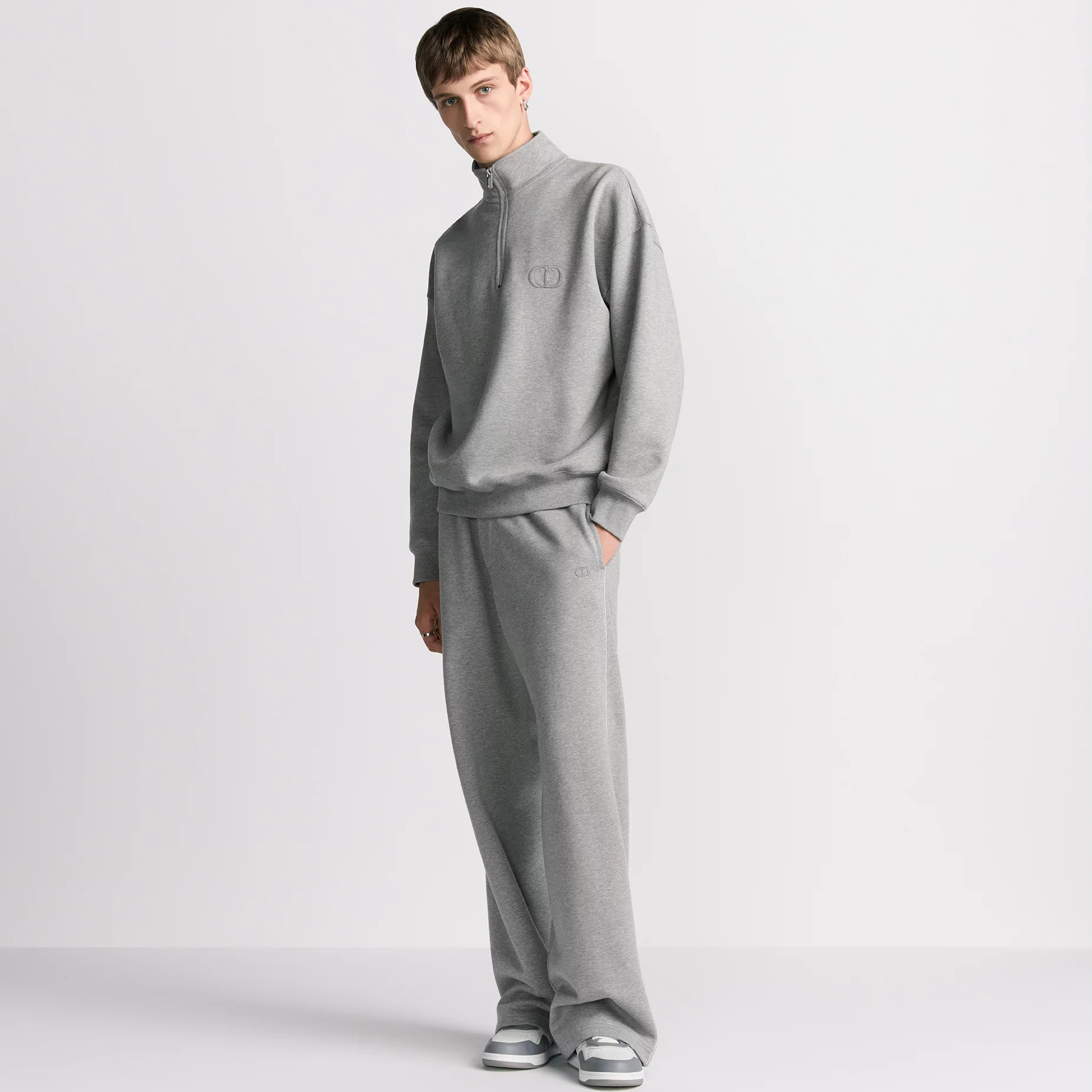 NIGO Dior Men's Spring and Autumn Solid Color Logo Embroidery Half Zipper Long Sleeve Sweatshirt Cotton Knit Sweatpants Pants Set Suit #nigo74451