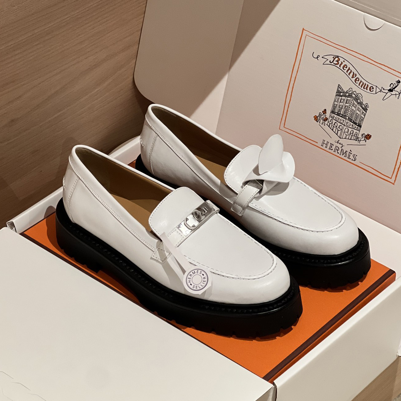 NIGO Hermes Women's Solid Color Suede Leather Round Head Over Toe Thick Bottom Loafers Shoes #nigo74457