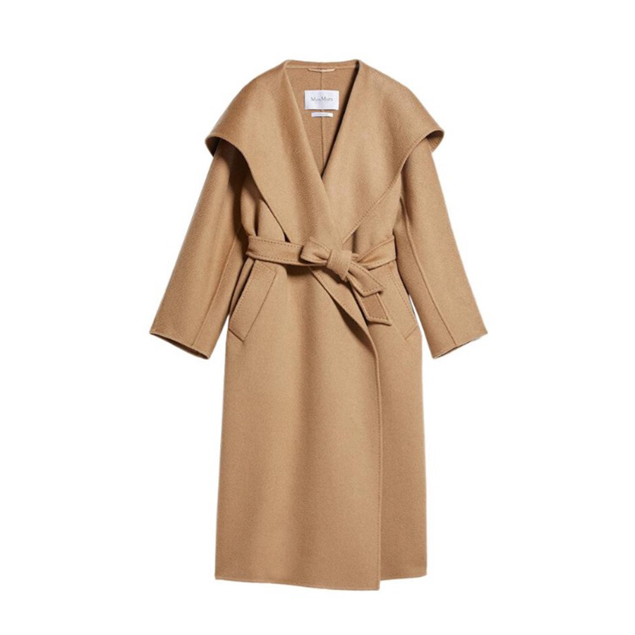 NIGO MaxMara Women's Autumn And Winter Cashmere Tie Lapel Casual Loose Solid Color Long Sleeve Coat Ngvp #nigo9664
