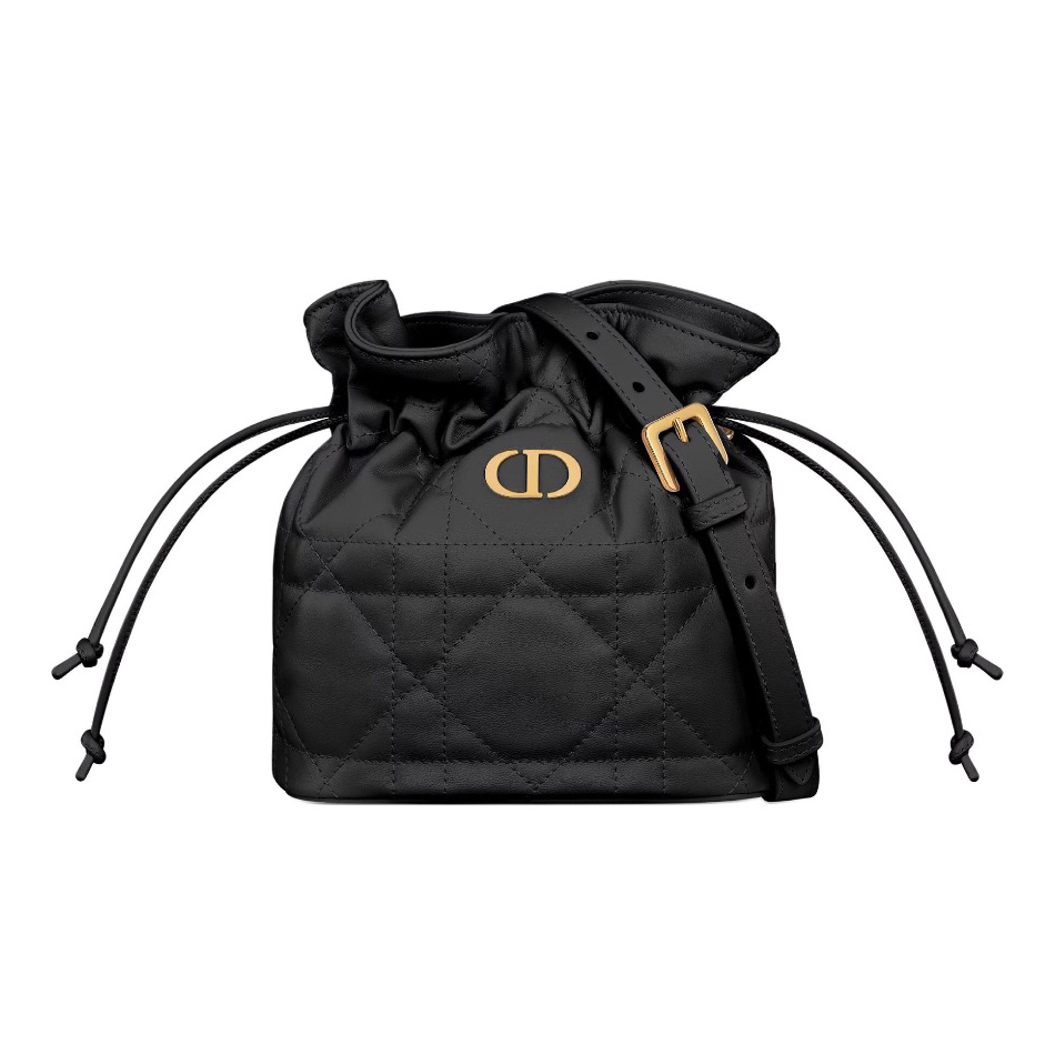 NIGO Dior Miss Caro Women Vintage Gold Finish Gold Chain Logo Drawstring Closure Lambskin Bucket Bag Shoulder Crossbody Bags #nigo74468