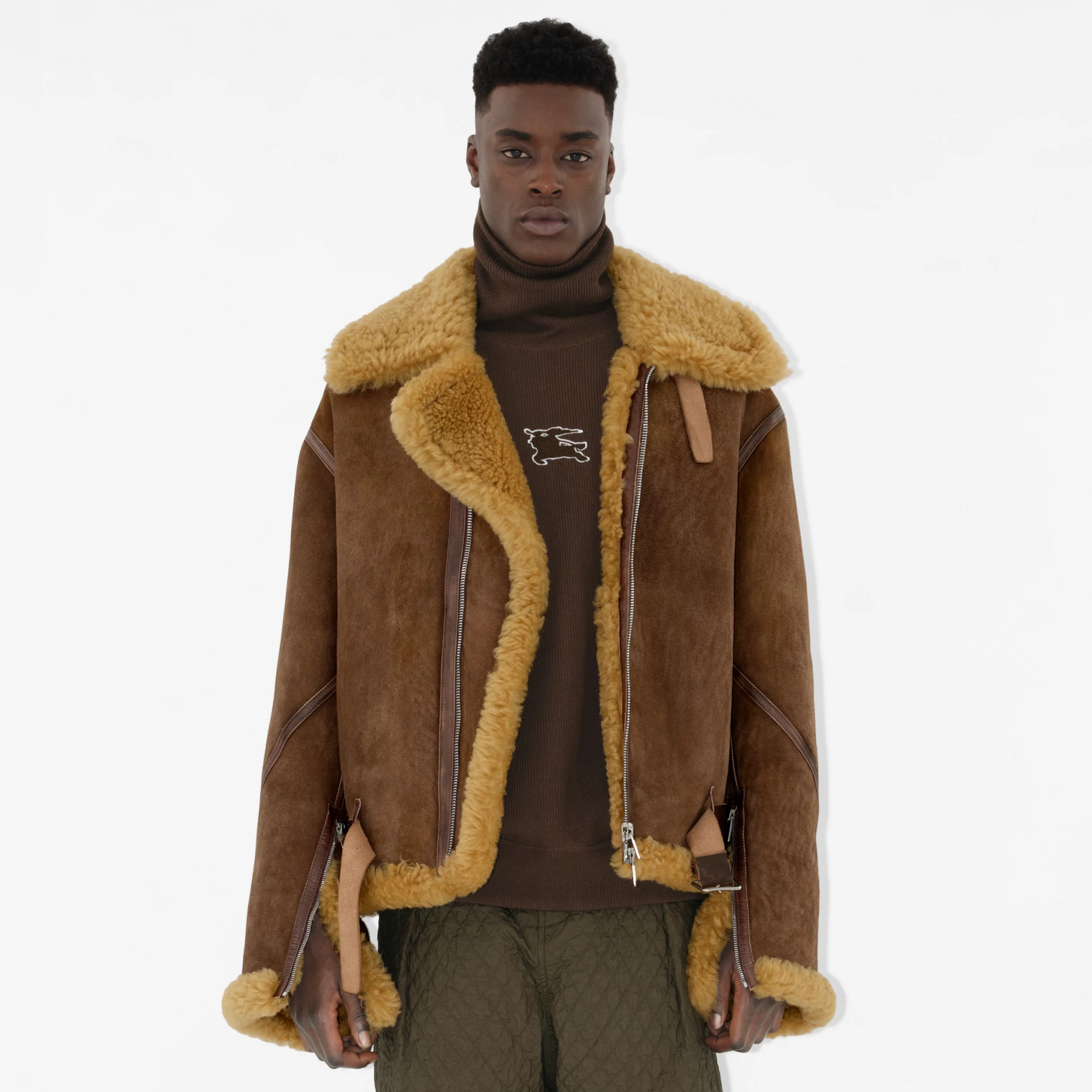 NIGO Burberry Men's Autumn And Winter Solid Color Suede Casual Lapel Wool Lining Long Sleeve Zipper Jacket #nigo74483