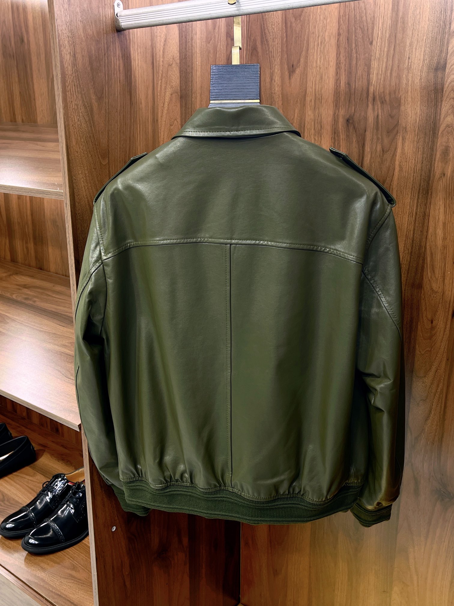 NIGO Burberry Men's Autumn and Winter Solid Color Leather Single Breasted Long Sleeve Jacket #nigo74485