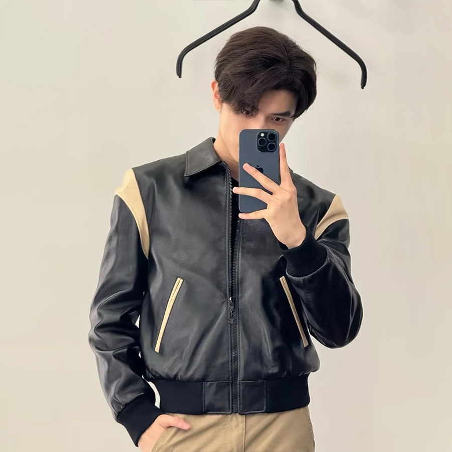 NIGO Celine Men's Fall And Winter Patchwork Long Sleeve Lapel Zipper Black Loose Lambskin Teddy Jacket Ngvp #nigo9711