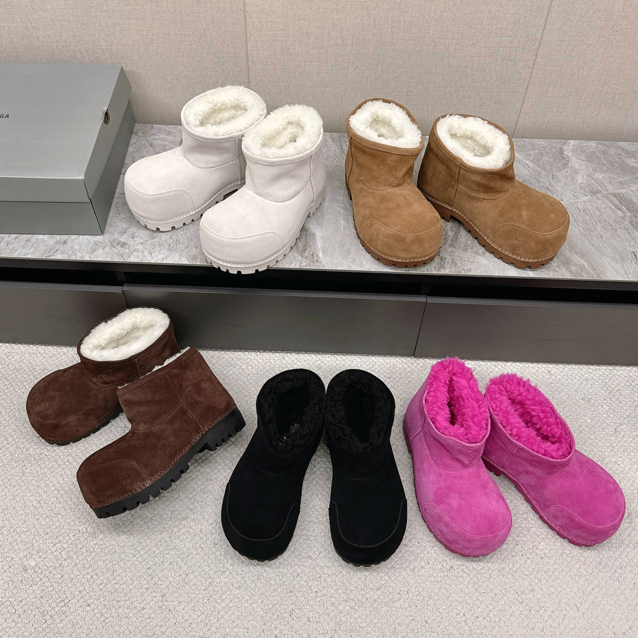 NIGO Balenciaga Men's Women's Walking Models Solid Colour Autumn And Winter Alaska Fur Round Head Short Snow Boots Casual Shoes Ngvp #nigo9713