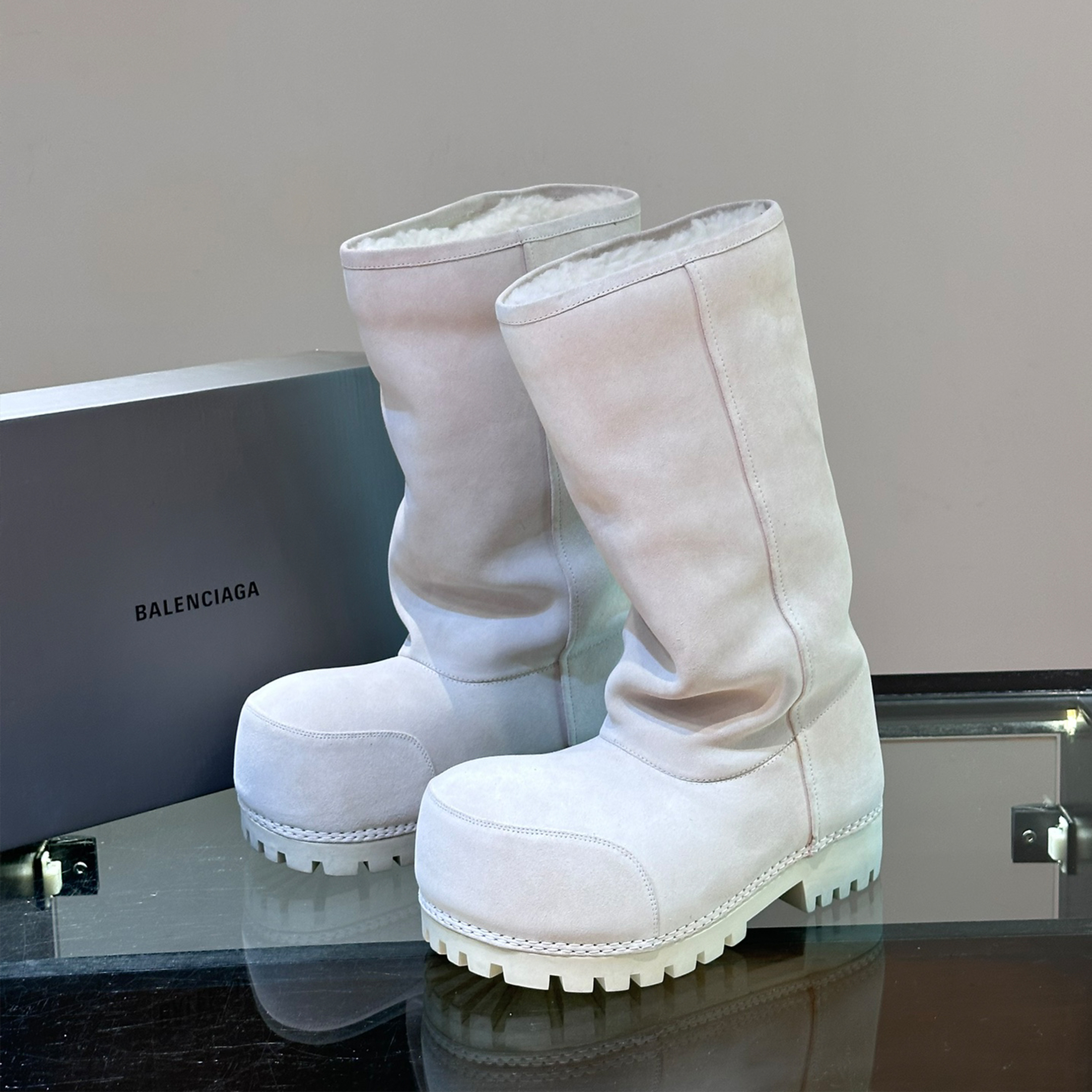 NIGO Balenciaga Men's Women's Couple Models Tall Snow Boots Runway Models Solid Colour Round Head Over The Foot High Boots Shoes Ngvp #nigo9715