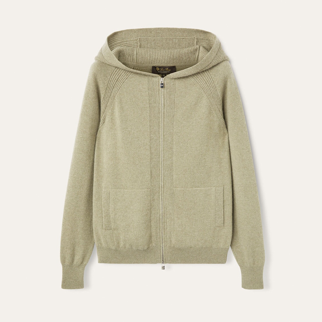NIGO Loro Piana Women's Spring Autumn Winter Bomber Merano Jacket Cashmere Solid Color Zipper Long Sleeve Hooded Coat Casual Drawstring Merano Pants Ngvp #nigo9722