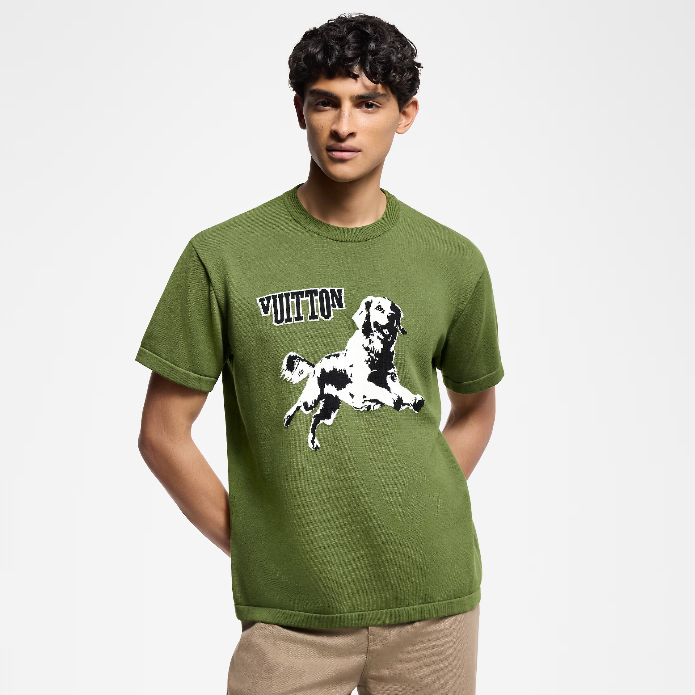 NIGO Louis Vuitton Men's Summer Puppy Printed Round Neck Solid Color Cotton Short Sleeve T-Shirt #nigo74491