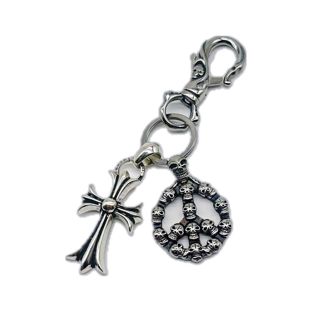 NIGO Chrome Hearts Men's And Women's Fashion Trend Silver Cross Keychain Pendant Charm #nigo74513