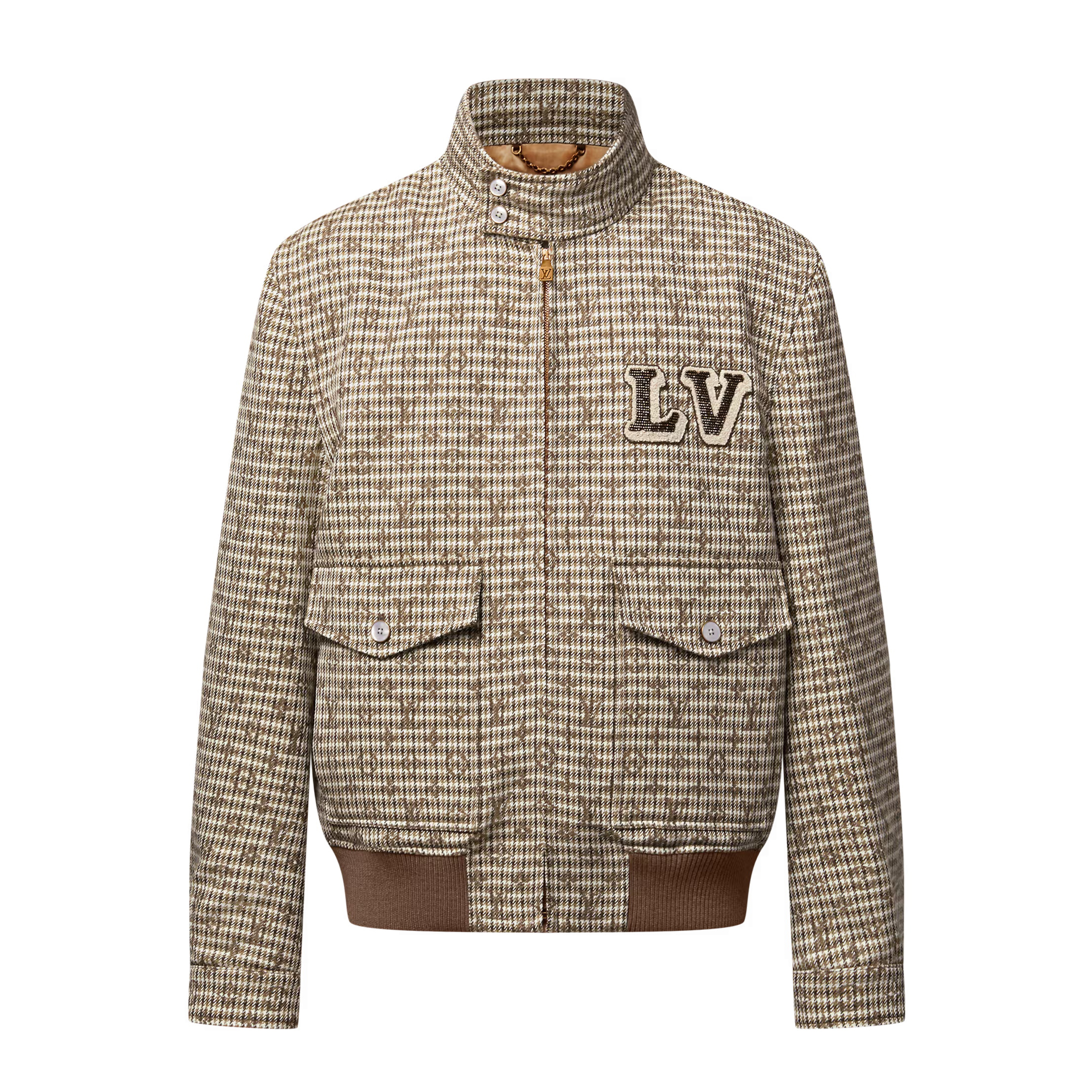 NIGO Louis Vuitton Men's Fall And Winter Embroidered Label Plaid Wool Jacquard Drawstring Zipper Long Sleeved Jacket #nigo74488