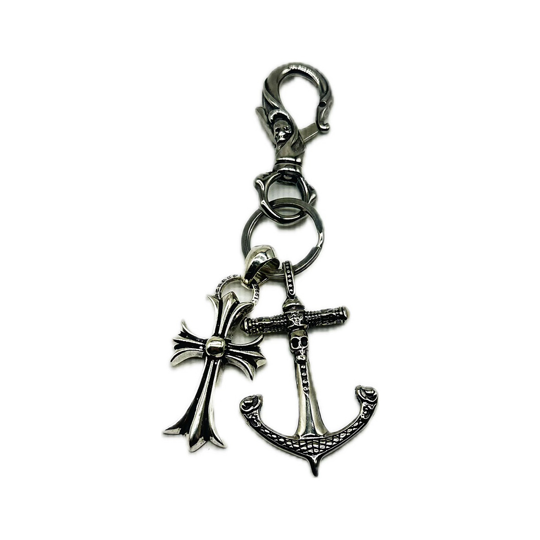 NIGO Chrome Hearts Men's And Women's Fashion Trend Silver Cross Keychain Pendant Charm #nigo74513