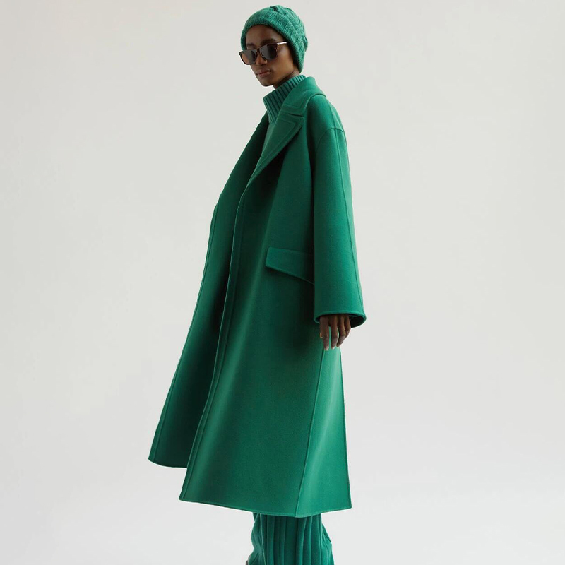 NIGO Loro Piana Women's Autumn And Winter Retro Solid Color Lapel Tie Reversible Long Sleeve Cashmere Coat Ngvp #nigo9724