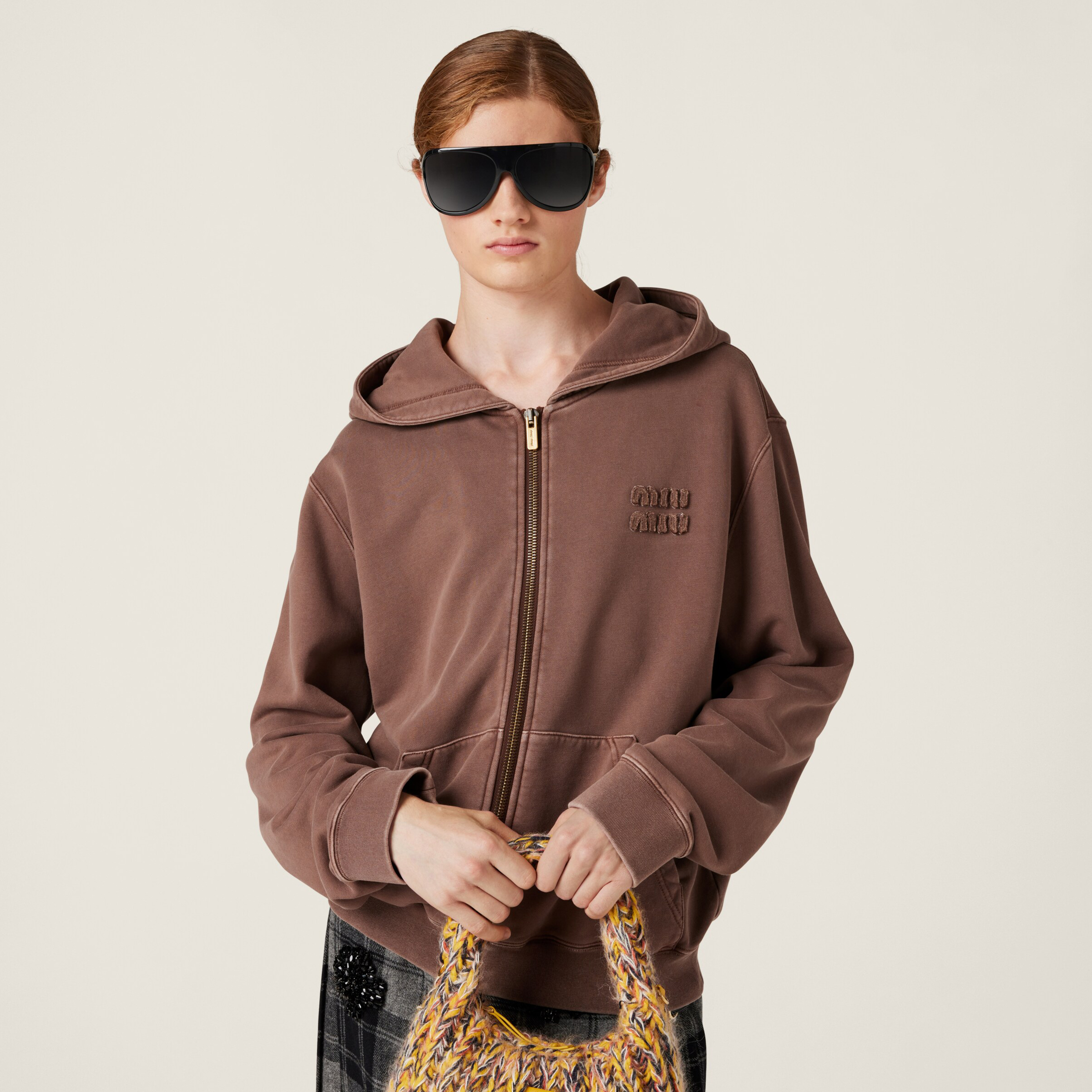 NIGO MiuMiu Women's Spring & Autumn Solid Color Cotton Double Zipper Hooded Long Sleeve Jacket #nigo74497